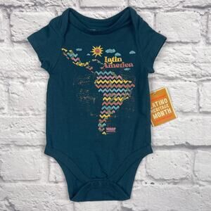 B0066 Central & Southern Latin American Map Mamut Bodysuit Dark Green Size 3-6M